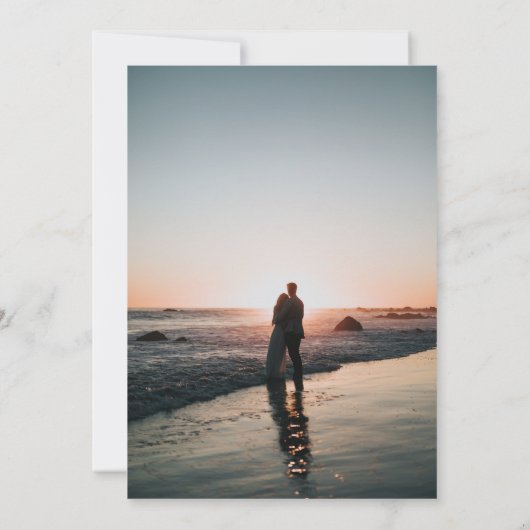 Minimalistisch Black White Photo Weddenschap Kaart (Achterkant)