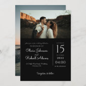 Minimalistisch Black White Photo Weddenschap Kaart (Voorkant / Achterkant)