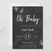Minimalistisch Blackboard Floral neutraal Baby sho Kaart (Voorkant)