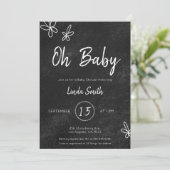 Minimalistisch Blackboard Floral neutraal Baby sho Kaart (Staand voorkant)