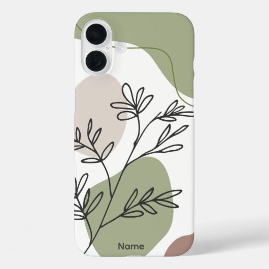 Minimalistisch blad – Aardse tonen, aanpasbaar Case-Mate iPhone Case (Achterkant)