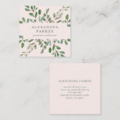 Minimalistisch blad | Blush Pink Vierkante Visitekaartje (Voorkant / Achterkant)
