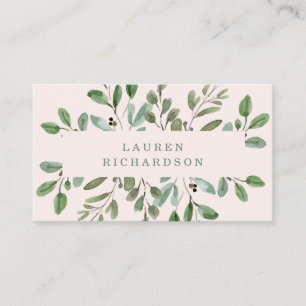 Minimalistisch blad   Blush Pink Visitekaartje