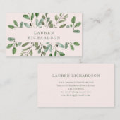 Minimalistisch blad | Blush Pink Visitekaartje (Voorkant / Achterkant)