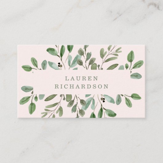 Minimalistisch blad | Blush Pink Visitekaartje (Voorkant)