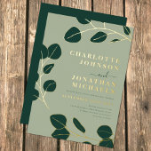 Minimalistisch blad Modern stijlvol groen en goud Folie Uitnodiging