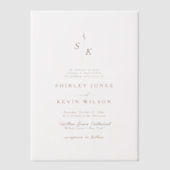 Minimalistisch blad Monogram Terracotta Moderne br Vellum Uitnodigingen (Voorkant)