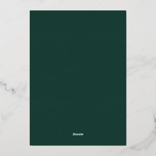 Minimalistisch blad Stijlvol donkergroen en goud Folie Uitnodiging (Achterkant)