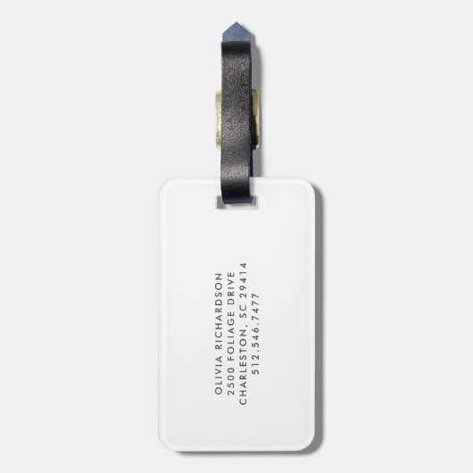 Minimalistisch bladwerk bagagelabel (Achterkant verticaal)