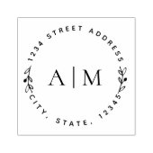 Minimalistisch bladwerk koppel initials ronde adre rubberstempel (Afrduk)
