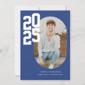 Minimalistisch blauw 2025 foto Afstuderen Aankondiging (Voorkant)