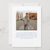 Minimalistisch blauw 2025 foto Afstuderen Aankondiging (Achterkant)