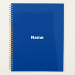 Minimalistisch blauw aangepaste tekst jaar monogra planner<br><div class="desc">Minimalistisch blauw aangepaste tekst,  jaar,  monogram,  initialen,  naam eenvoudige moderne,  gepersonaliseerde planner. Aangepaste witte tekst op blauwe effen effen kleur achtergrond.</div>