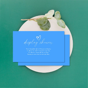 Minimalistisch blauw baby shower display douche informatiekaartje
