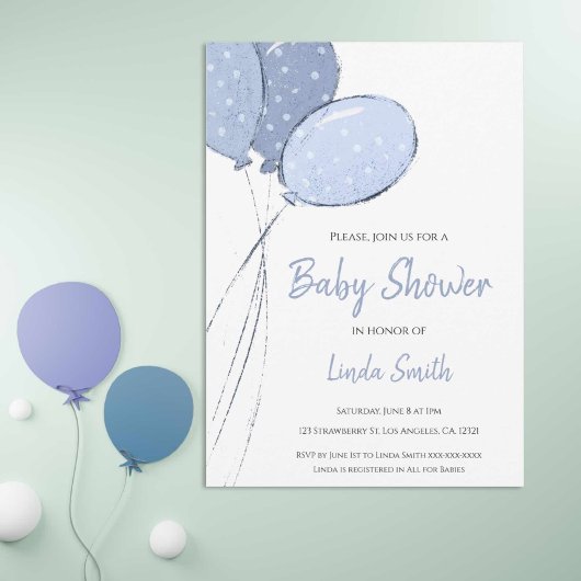 Minimalistisch blauw Baby shower Kaart