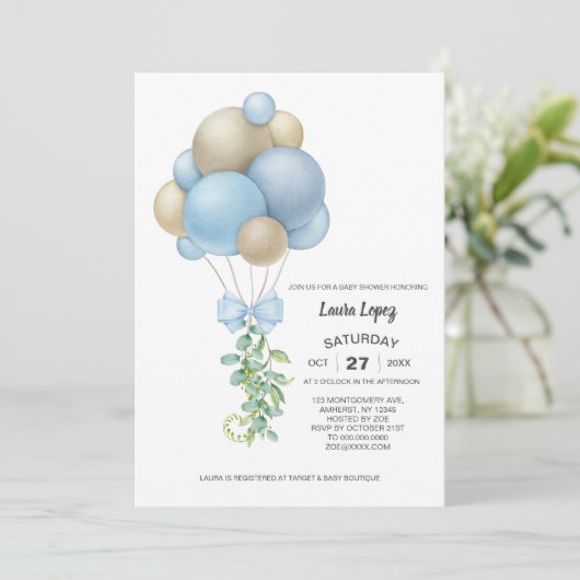 Minimalistisch blauw Baby shower Kaart (Staand voorkant)