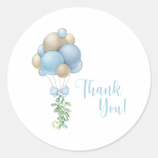 Minimalistisch blauw Baby shower Ronde Sticker (Voorkant)