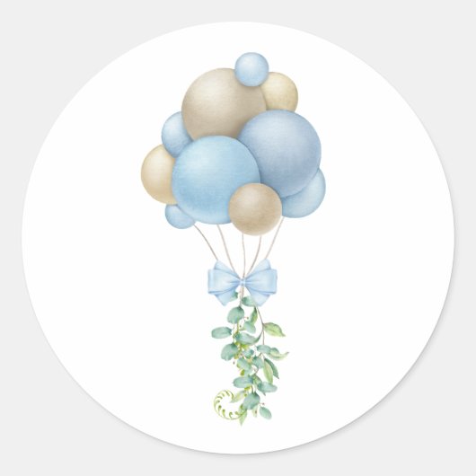 Minimalistisch blauw Baby shower Ronde Sticker (Voorkant)