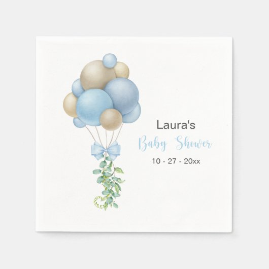 Minimalistisch blauw Baby shower Servet (Voorkant)