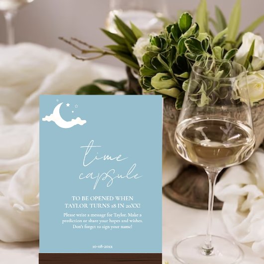 Minimalistisch blauw Baby shower Tijd Capsule teke Poster