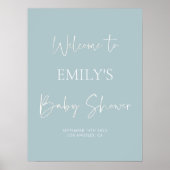 Minimalistisch blauw Baby shower Welkomstteken Poster (Voorkant)