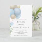 minimalistisch blauw ballon Baby shower Kaart (Staand voorkant)