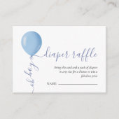 Minimalistisch blauw ballon Baby shower luier reli Informatiekaartje (Voorkant)