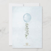Minimalistisch blauw ballon Eucalyptus Boy Baby sh Kaart (Achterkant)