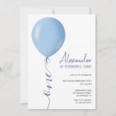 Minimalistisch Blauw Ballon Jongen 1e Verjaardag Kaart (Voorkant)