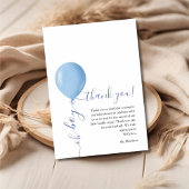 Minimalistisch blauw ballon Oh Boy Baby shower Bedankkaart