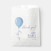 Minimalistisch blauw ballon Oh Boy Baby shower Bedankzakje (Voorkant)