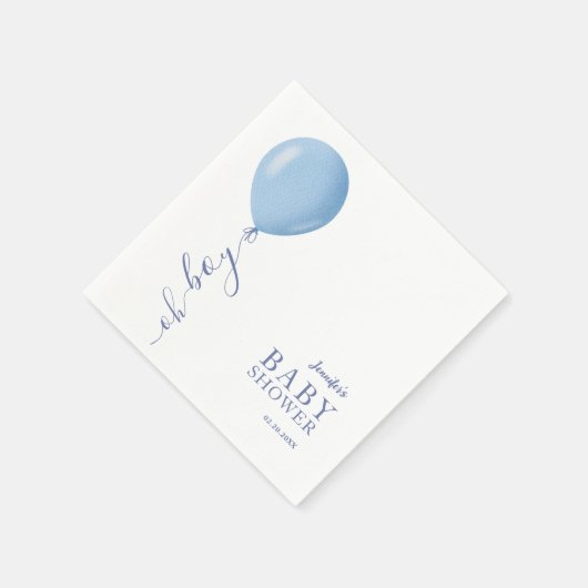 Minimalistisch blauw ballon Oh Boy Baby shower Servet (Hoek)