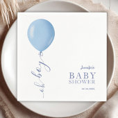 Minimalistisch blauw ballon Oh Boy Baby shower Servet
