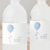 Minimalistisch blauw ballon Oh Boy Baby shower Waterfles Etiket