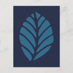 minimalistisch blauw blad briefkaart