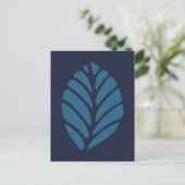 minimalistisch blauw blad briefkaart (Staand voorkant)