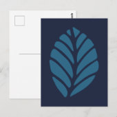 minimalistisch blauw blad briefkaart (Voorkant / Achterkant)