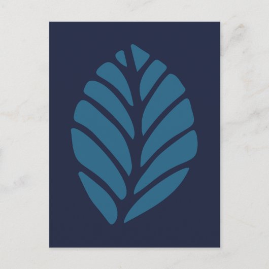 minimalistisch blauw blad briefkaart (Voorkant)