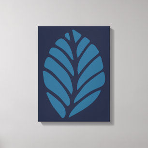 minimalistisch blauw blad canvas afdruk