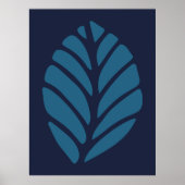 minimalistisch blauw blad poster (Voorkant)