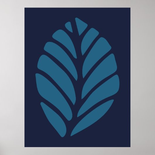 minimalistisch blauw blad poster (Voorkant)