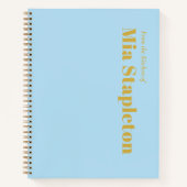 Minimalistisch blauw blanco recept boek met naam (Voorkant)