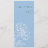 Minimalistisch Blauw Bloemen Flat Menu (Achterkant)