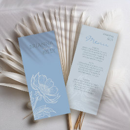 Minimalistisch Blauw Bloemen Flat Menu