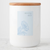 Minimalistisch Blauw Bloemen Kaars Label Voedselcontainer Etiket (Voorkant)