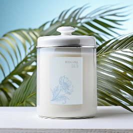 Minimalistisch Blauw Bloemen Kaars Label Voedselcontainer Etiket