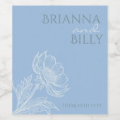 Minimalistisch Blauw Bloemen Wijn Label Etiket (Enkel label)