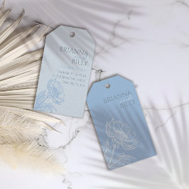 Minimalistisch blauw bloemenbruiloft gunst Labels Cadeaulabel