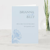 Minimalistisch blauw bloemig gevouwen bruiloft pro programma (Voorkant)