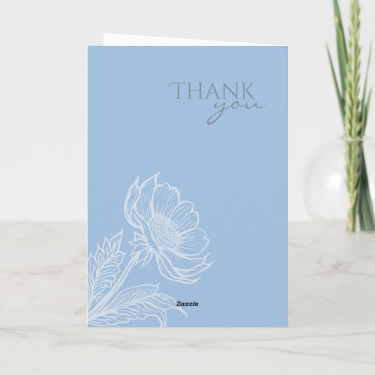 Minimalistisch blauw bloemig gevouwen bruiloft pro programma (Achterkant)